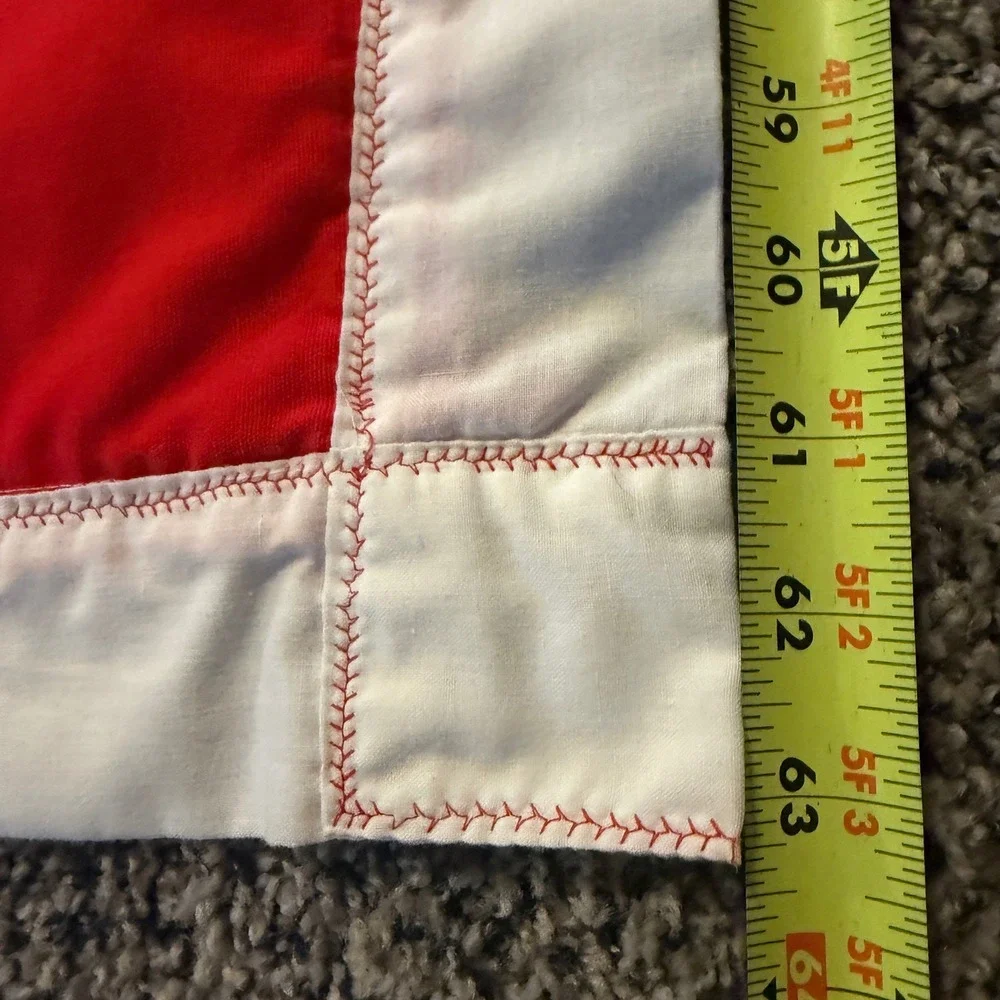 Handmade Patchwork Quilt Red White Gingham Checkered Throw Blanket 39x64